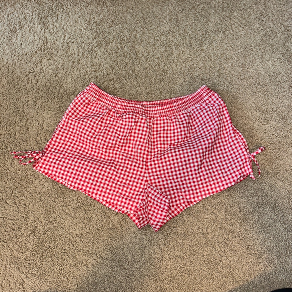 Red Gingham Checkered Shorts